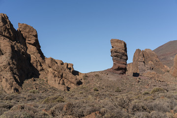 Roques de Garcia. The Roque Cinchado - a unique rock formation of the island of Tenerife located near Teide Volcano. Canary Islands, Spain