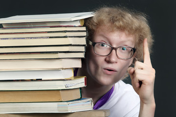 student with books