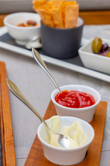 Mayonnaise and Ketchup in Bowl.