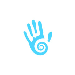 Fototapeta na wymiar Hand logo palm print health care gesture greeting healthy education fingers unity young
