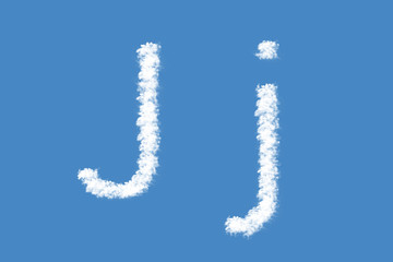 Letter J from real clouds shapes. Cloud alphabet.