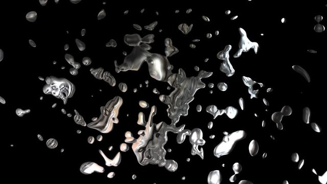 Metal splashes on a black background. Abstract metal background.