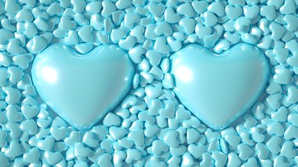 Beautiful golden background with hearts, Happy Valentine's Day! 3d illustration, 3d rendering.