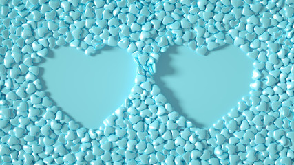 Beautiful golden background with hearts, Happy Valentine's Day! 3d illustration, 3d rendering.