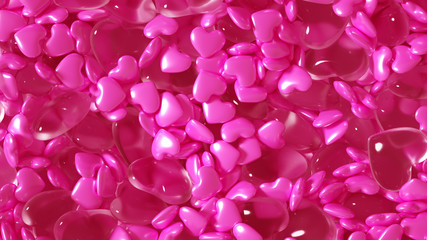 Obraz premium Beautiful golden background with hearts, Happy Valentine's Day! 3d illustration, 3d rendering.