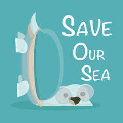 Save our Oceans. Vector Ecology card..