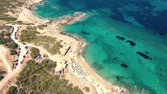 Tigania beach in Greece aerial.