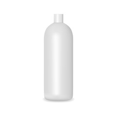 White blank bottle with cap. Shampoo, lotion, shower gel mockup.Cosmetic package template