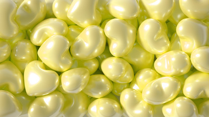 Beautiful golden background with hearts, Happy Valentine's Day! 3d illustration, 3d rendering.