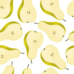 Beautiful pattern with summer fruits. Illustration with the image of pears. Great for printing backgrounds, posters, decor items.