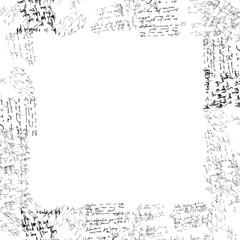 Abstract frame. Handwritten font on a white background. Ink on paper