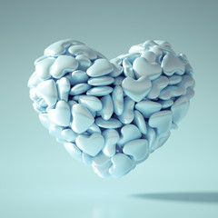 Beautiful golden background with hearts, Happy Valentine's Day! 3d illustration, 3d rendering.