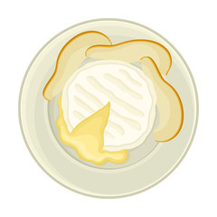 Sweet Curd with Fruit Slices Served on Plate Top View Vector Illustration