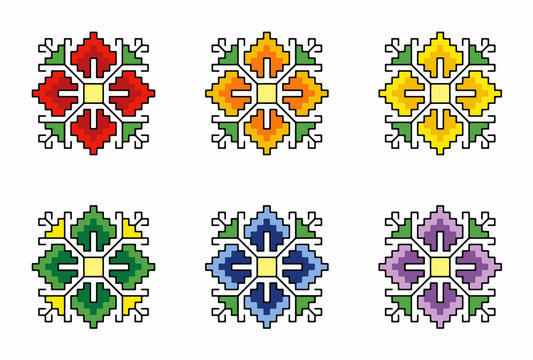 Bulgarian folk motif shevitsa pattern, Beautifull print on demand design,  Geometric background, Abstract wallpaper, Jewelry design, Cross stitch pattern, Ethnic motif isolated on white background