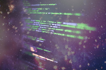 Big data storage and cloud computing representation. Programming code .