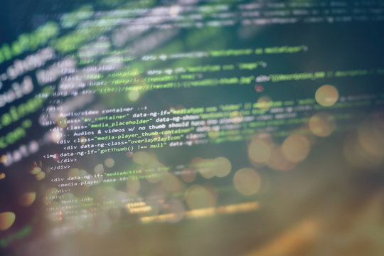 Big data storage and cloud computing representation. Programming code .