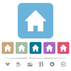 Home flat icons on color rounded square backgrounds