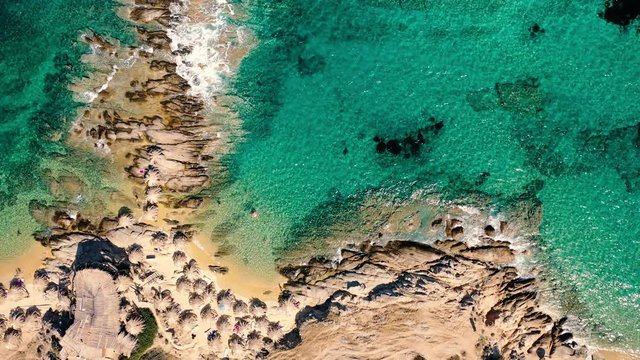 Tigania beach in Greece aerial.