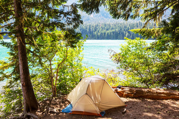 Tent in mountains