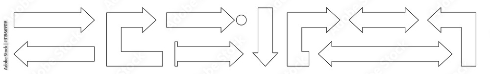 Poster arrow icon line black | arrows | infographic illustration | direction shape symbol | pointer logo | 