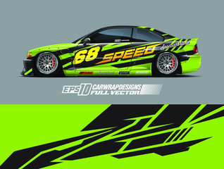 Vehicle graphic livery design vector. Graphic abstract stripe racing background designs for wrap cargo van, race car, pickup truck and adventure. Full vector Eps 10.