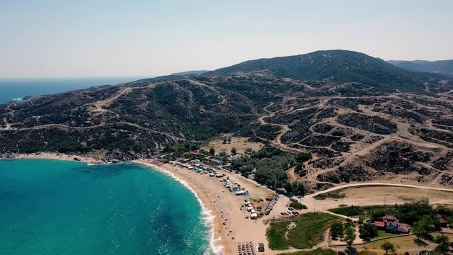 Aerial view at the beach. Beautiful natural seascape at the summer time.