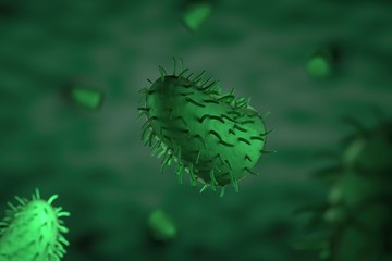 Fototapeta premium 3d illustration, close up of microscope Rabies Virus