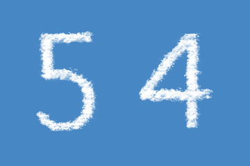 Letter 5 and 4 from real clouds shapes. Cloud alphabet.