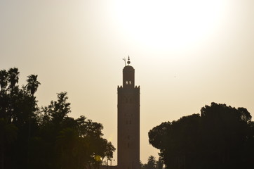 Fototapeta premium Couché soleil sur la Mosquée Koutoubia à Marrakech Maroc 