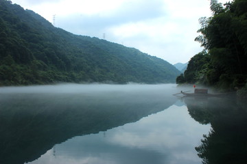 mist over the water of river