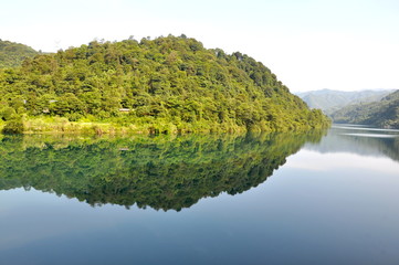 beautiful reflection of the hills