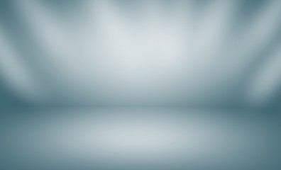 Blue empty room studio gradient abstract background blurred white light. used for background wallpaper backdrop and display your product.