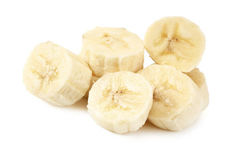 Fototapeta na wymiar fresh sliced banana isolated on white background. Healthy food