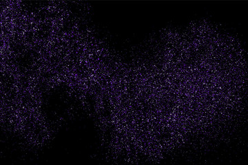 Purple glitter texture isolated on black. Magenta explosion of confetti. Mauve flat design element. Vector illustration,eps 10.