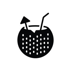 Black solid icon for coconut drink