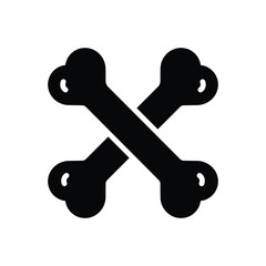 Black solid icon for dog bone