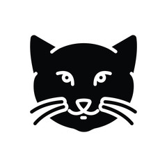 Black solid icon for kitty cat