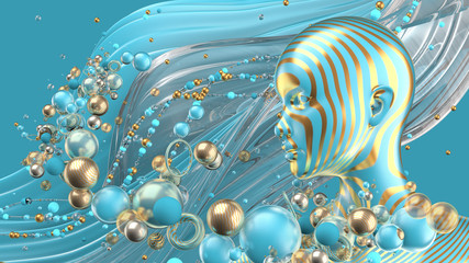 Fototapeta premium Beautiful abstract background with primitives and geometry. 3d illustration, 3d rendering.