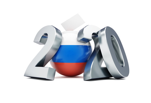 Single day of voting in Russia  2020 on a white background 3D illustration, 3D rendering