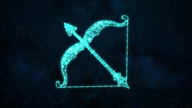 Sagittarius zodiac constellation icons signs with galaxy stars background, Astrology symbol