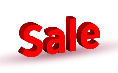 Red 3D sale on white background vector illustration 