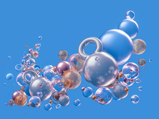 Beautiful abstract background with primitives and geometry. 3d illustration, 3d rendering.