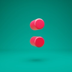 Pink 3d colon symbol on mint background. 3D rendering. Best for anniversary, birthday party, celebration.