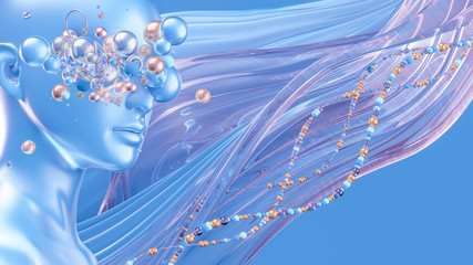 Obraz premium Beautiful abstract background with primitives and geometry. 3d illustration, 3d rendering.