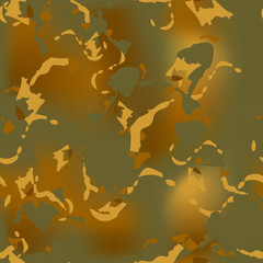 Forest camouflage of various shades of green, brown and beige colors