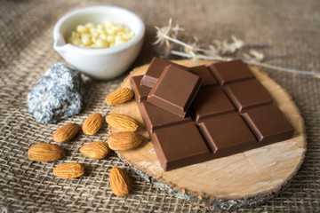 chocolate with cocoa butter and almonds