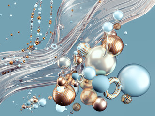 Beautiful abstract background with primitives and geometry. 3d illustration, 3d rendering.