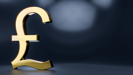 Golden Pound Symbol - 3D Rendering