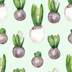 Easter seamless pattern with Cake, cute white bunny