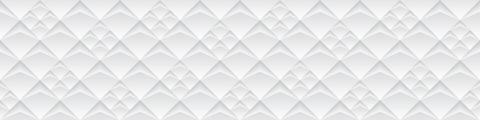 Fototapeta na wymiar Seamless White Geometric Wide Texture Banner